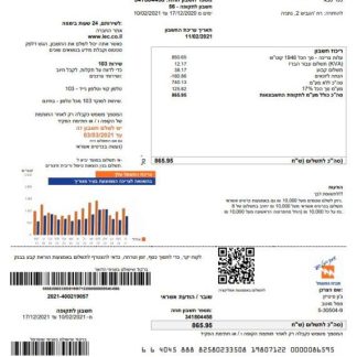 Israel Electric Corporation utility bill template in Word and PDF format (.doc and .pdf) in Hebrew download template file