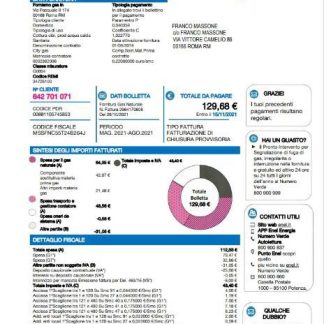Italy Enel Energia utility bill template in Word and PDF format download template file