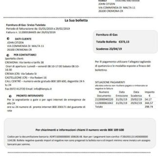 Italy Linea Italia utility bill template in Word and PDF format download template file