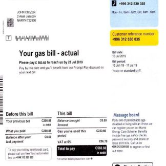 Kyrgyzstan gas utility bill template fully, editable in PSD format download template file
