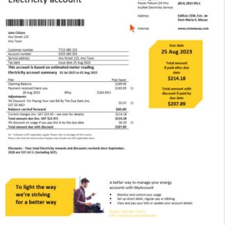 Macau CEM electricity bill Word and PDF template download template file