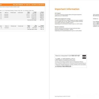 Australia Origin utility bill, Word and PDF template, 4 pages 3 4 download template file
