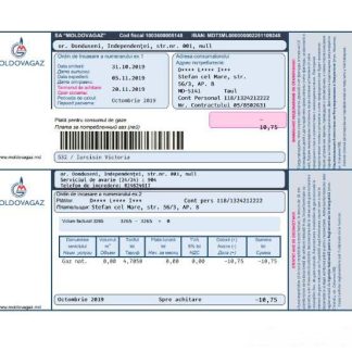 Moldova Moldovagaz utility bill template in Word and PDF format download template file
