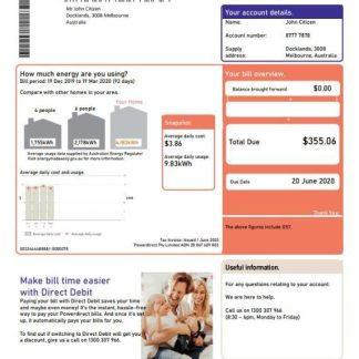 Australia Powerdirect electricity utility bill download template file