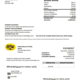 Netherlands BPW utility bill template in Word and PDF format download template file