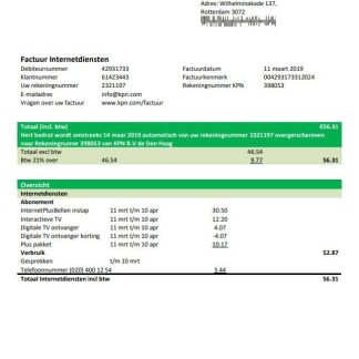 Netherlands KPN utility bill template in Word and PDF format download template file