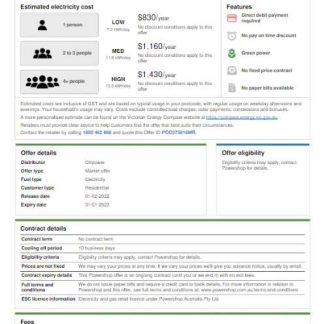 AUSTRALIA POWERSHOP utility bill Word and PDF template download template file