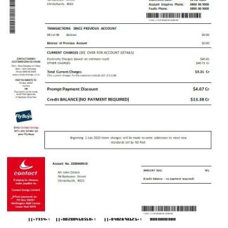 New Zealand Contact Energy proof of energy template in Word and PDF format download template file