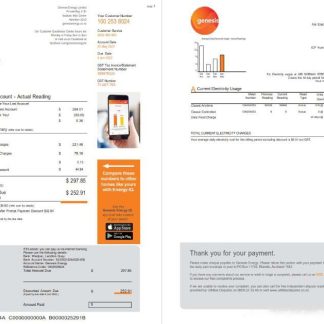 New Zealand Genesis Gas utility bill template in Word and PDF format, 3 pages 1 download template file