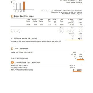 New Zealand Genesis Gas utility bill template in Word and PDF format, 3 pages 2 download template file