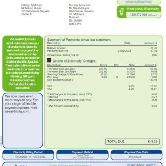 AUSTRALIA SSE AIRTRICITY utility bill Word and PDF template download template file