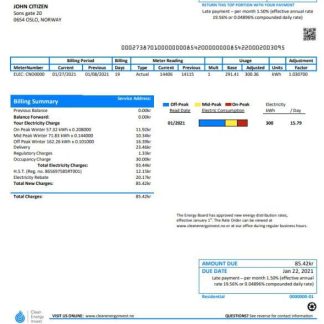 Norway Clean Energy Invest AS utility bill template in Word and PDF format, good for address prove download template file