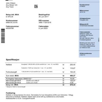 Norway Hafslund utility bill Word and PDF template download template file