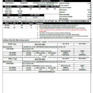 Pakistan Bahria Town utility bill template in Word and PDF formats download template file