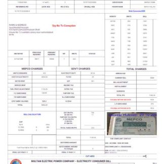 PAKISTAN MULTAN ELECTRIC POWER utility bill Word and PDF template download template file