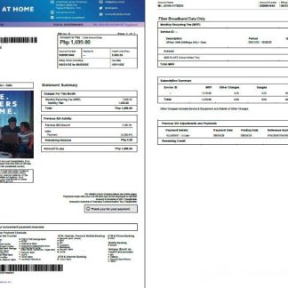 Philippines Globe myBusiness utility bill template in Word and PDF formats, 2 pages, version 2 download template file