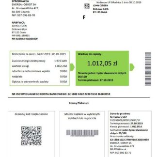 Poland Energa utility bill template in Word and PDF format download template file