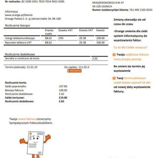 Poland Orange utility bill template in Word and PDF format download template file