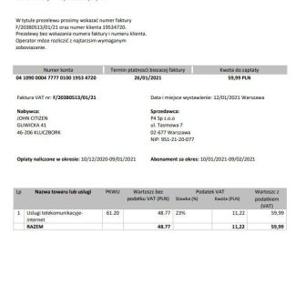 Poland Play utility bill template in Word and PDF format download template file