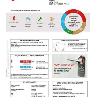 Portugal EDP utility bill template in Word and PDF format, good for address prove download template file
