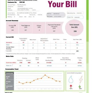 QATAR KAHRA MAA utility bill Word and PDF template download template file