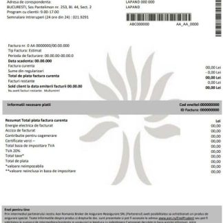 Romania Enel electricity proof of address utility bill template in Word and PDF format (.doc and .pdf) download template file