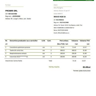 Romania SIGLA COMPANIEI utility bill template in Word and PDF format download template file