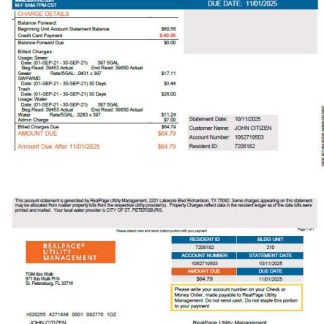 Russia Realpage Utility Management utility bill template in Word and PDF formats download template file