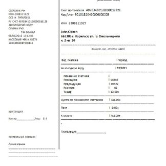 Russia water utility bill template in Word and PDF format, fully editable download template file