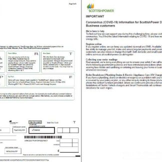 Scotland Scottish Power utility bill template in Word and PDF formats, 6 pages, 5 6 pages download template file