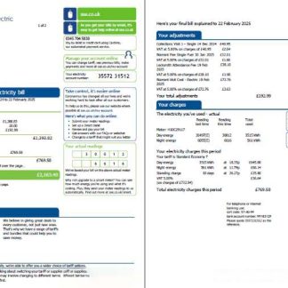 Scotland SSE utility bill template in Word and PDF formats, 2 pages download template file