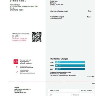 Singapore Singtel utility bill template in Word and PDF formats download template file