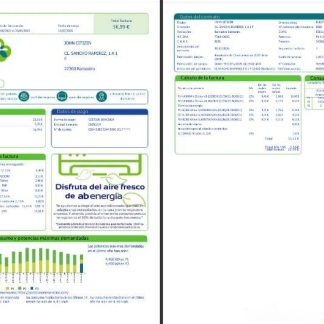 Spain Abenergía utility bill template in Word and PDF formats, 1 2 pages download template file