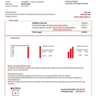 Spain EDP Energia utility bill template in Word and PDF format download template file