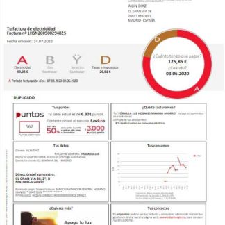 SPAIN EDP utility bill template, version 2 download template file