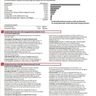 Austria EVN electricity utility bill 5 download template file