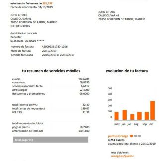 Spain Orange easy fillable utility bill template in Word and PDF format download template file