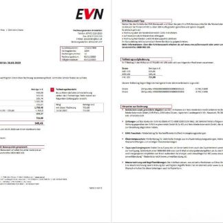 Austria EVN electricity utility bill 5 pages 1 2 download template file