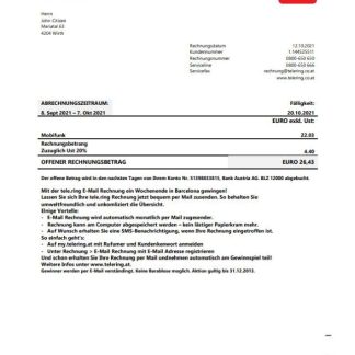 Sweden Tele Ring utility bill template in Word and PDF format download template file