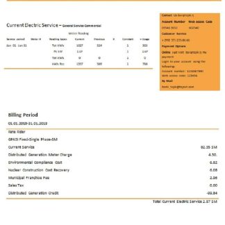 Tajikistan Barqi Tojik Company electricity utility bill template in Word and PDF format download template file