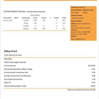 Tajikstan Barqi Tojik electricity bill in Word format download template file