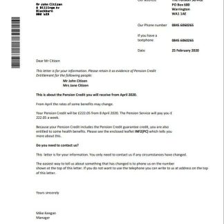 The Pension Service utility bill template in Word and PDF format download template file