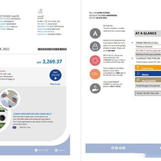 UAE Abu Dhabi Al Ain Distribution Co. Word and PDF utility bill template (5 pages) 1 2 download template file
