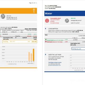 UAE Abu Dhabi Al Ain Distribution Co. Word and PDF utility bill template (5 pages) 3 4 download template file