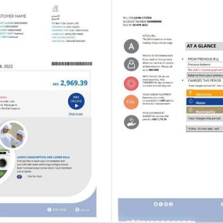 UAE Ajman Al Ain Distribution Co. Word and PDF utility bill template (5 pages) 1 2 download template file