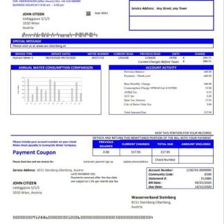Austria Wasserverband Steinberg water utility bill download template file