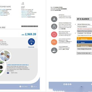 UAE Fujairah Al Ain Distribution Co. Word and PDF utility bill template (5 pages) 1 2 download template file