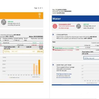 UAE Fujairah Al Ain Distribution Co. Word and PDF utility bill template (5 pages) 3 4 download template file