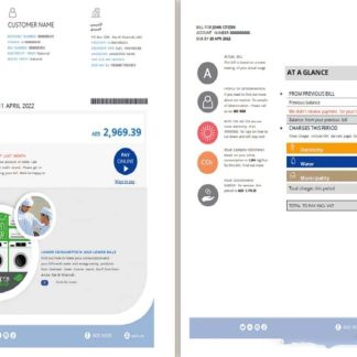 UAE Ras Al Khaimah Al Ain Distribution Co. Word and PDF utility bill template (5 pages) 1 2 download template file