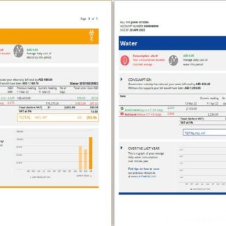 UAE Sharjah Al Ain Distribution Co. Word and PDF utility bill template (5 pages) 3 4 download template file